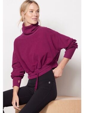 Sweaty Betty Melody Luxe Fleece Sweatshirt in Amaranth Pink Size Small 6